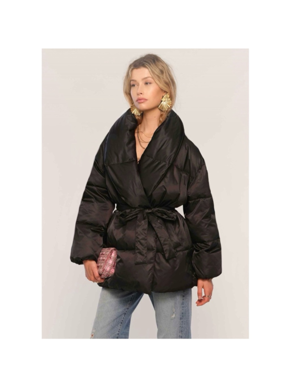 NWT Heartloom Kriza Black Belted Puffer Jacket, size XS